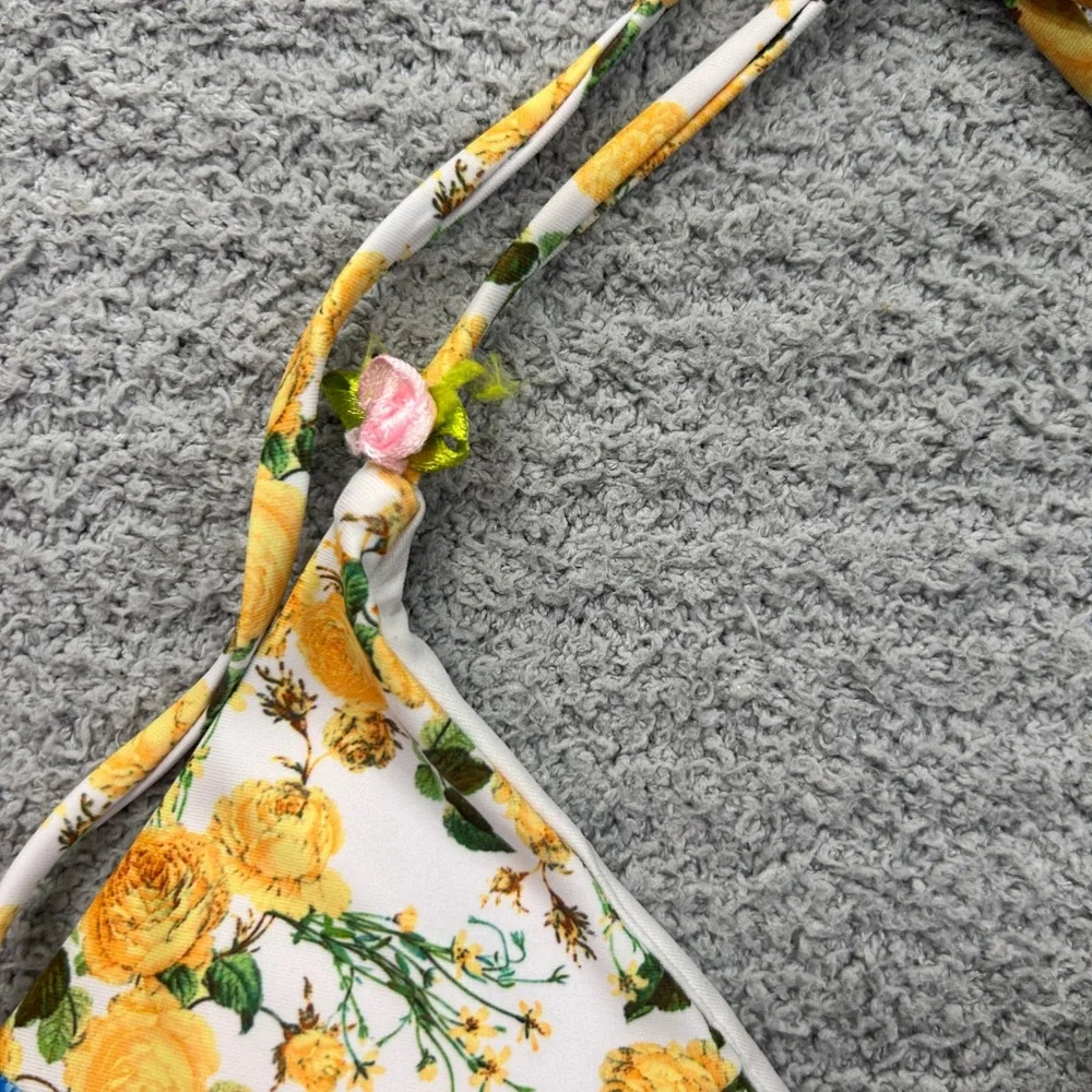 Altar'd State Bikini Top Floral Patchwork Multicolor M Cottagecore Coquette Boho